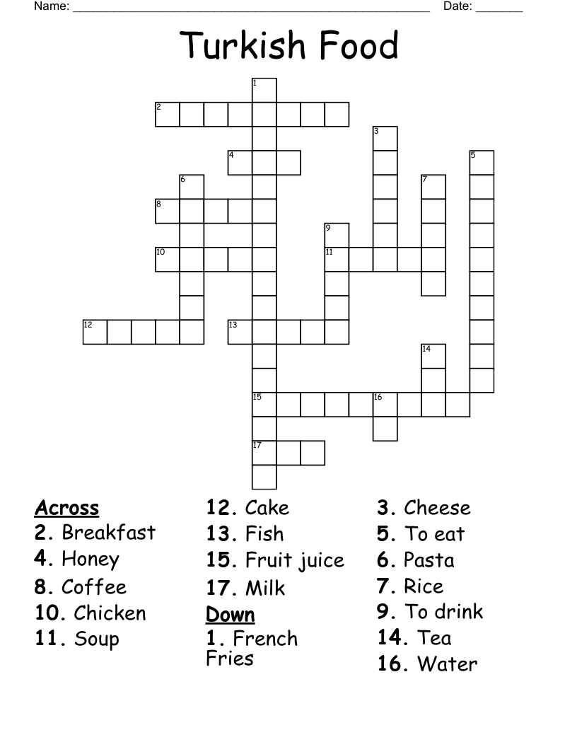Turkish Crossword Puzzle WordMint Turkish Crossword Puzzle WordMint