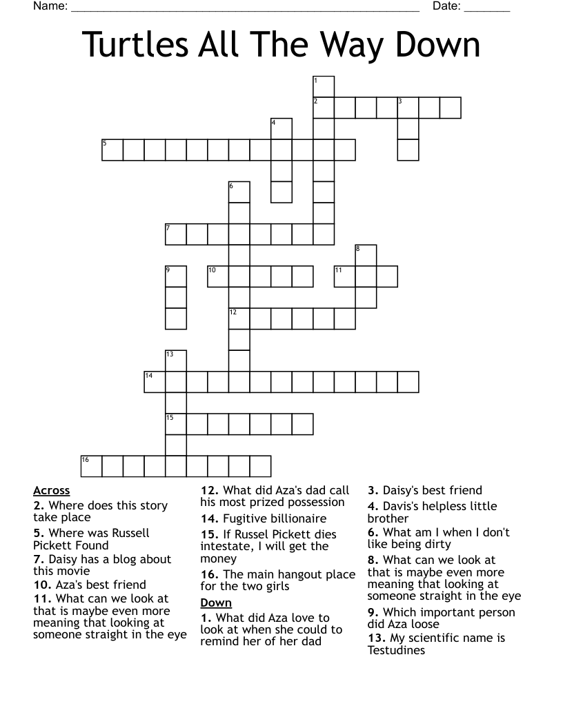 Turtles All The Way Down Crossword WordMint