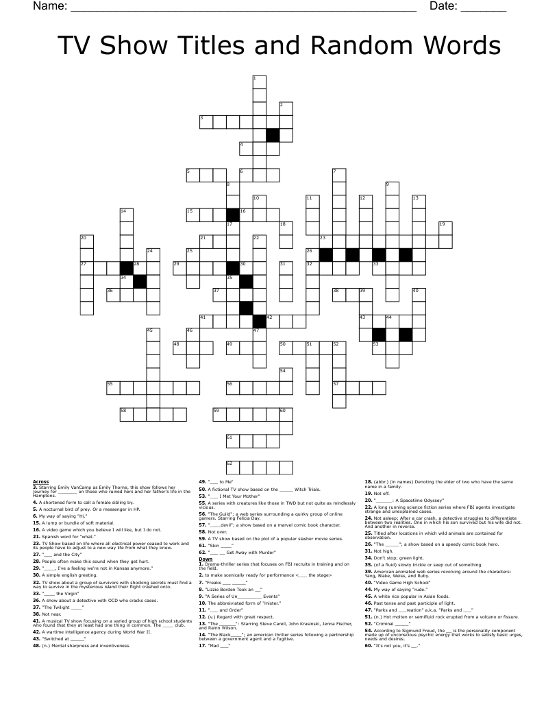 tv crossword puzzles tv crossword puzzles