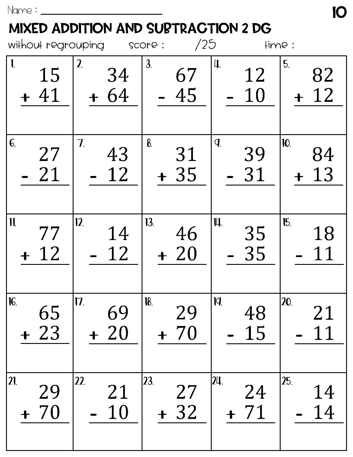 Two Digit Mixed Addition And Subtraction Without Regrouping Worksheets Etsy Two Digit Mixed Addition And Subtraction Without Regrouping Worksheets Etsy
