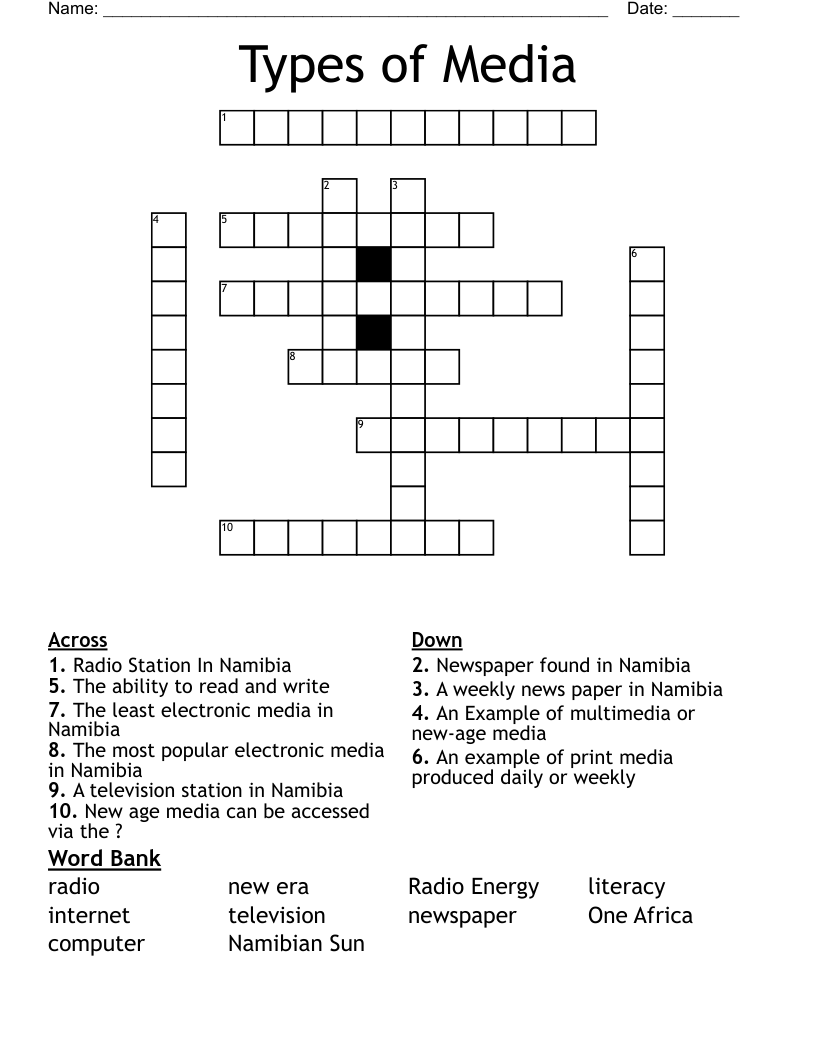 Types Of Media Crossword WordMint