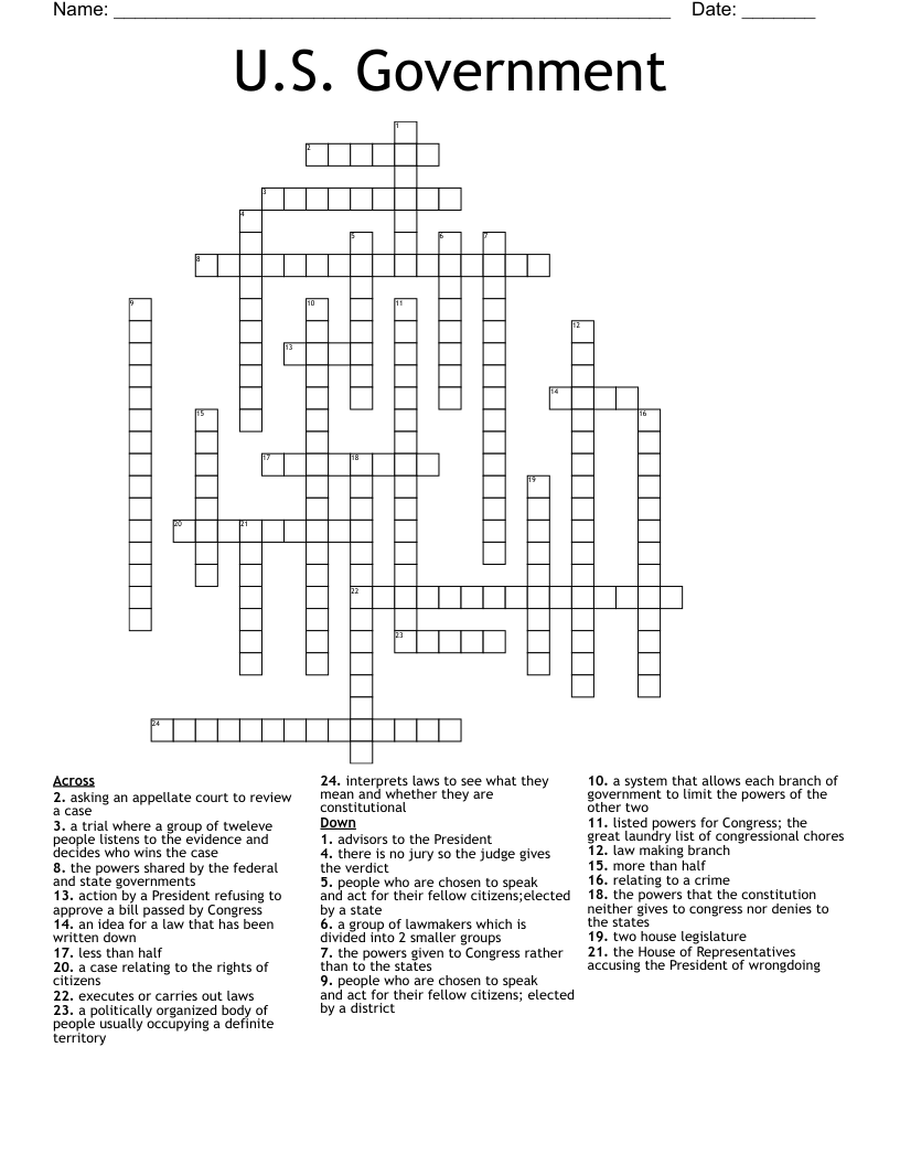 U S Government Crossword WordMint U S Government Crossword WordMint