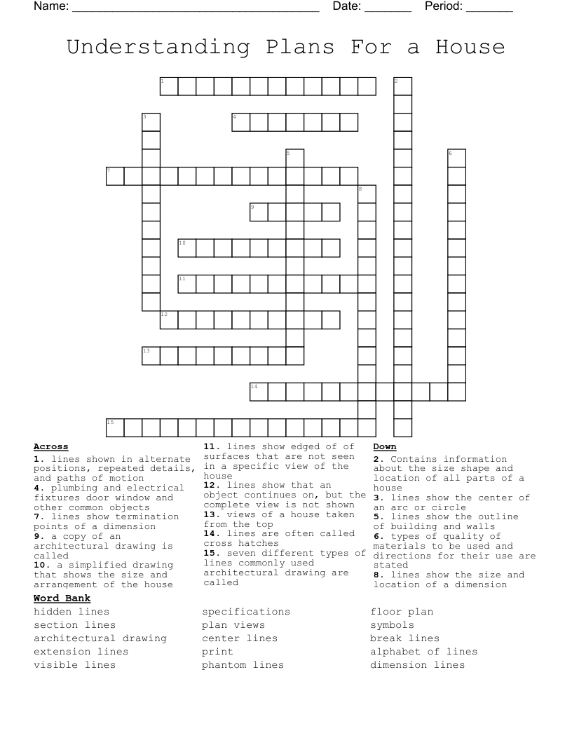 Understanding Plans For A House Crossword WordMint