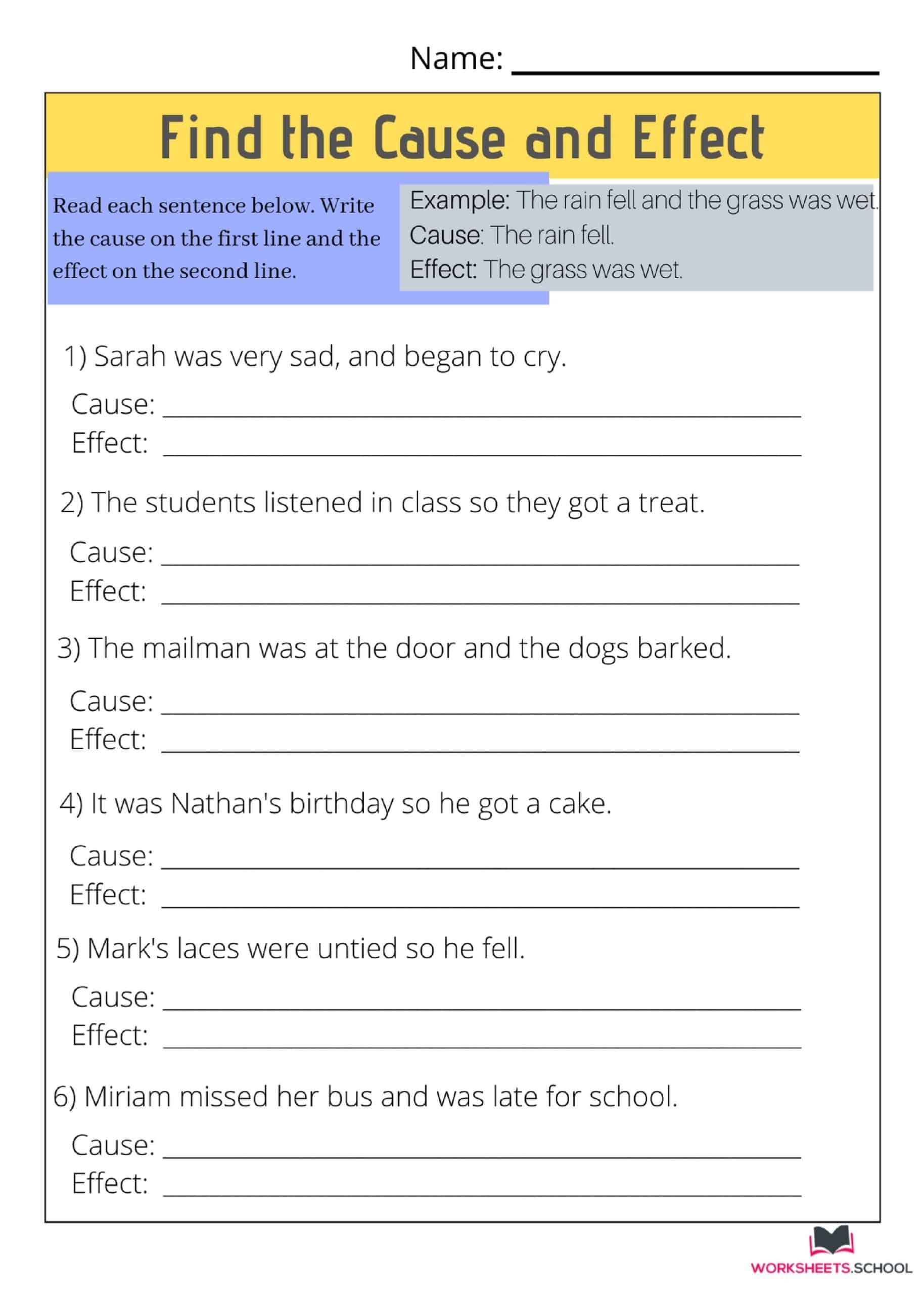 cause and effect worksheets cause and effect worksheets
