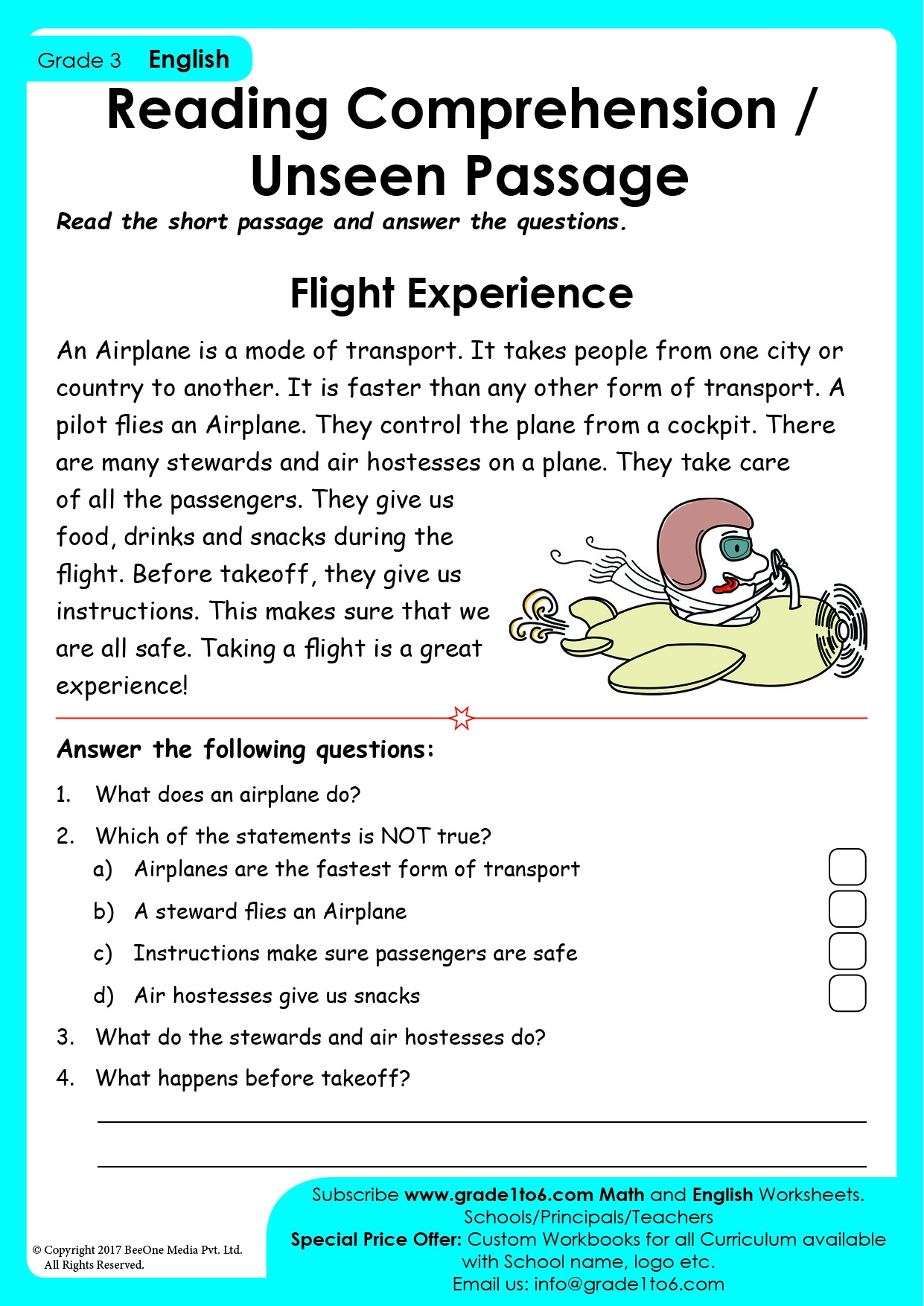 Unseen Passage Grade 3 Grade1to6 Unseen Passage Grade 3 Grade1to6