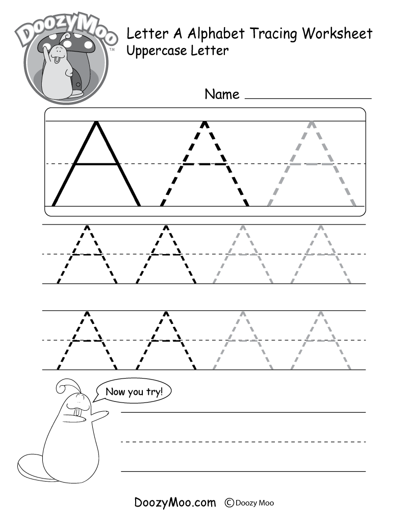 Uppercase Letter A Tracing Worksheet Doozy Moo Uppercase Letter A Tracing Worksheet Doozy Moo