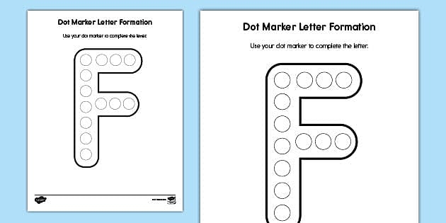 Uppercase Letter F Dot Marker Letter Formation Worksheet