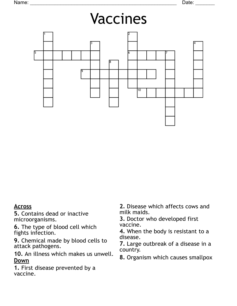 Vaccines Crossword WordMint
