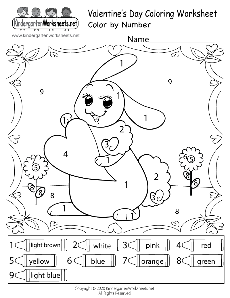Valentine s Day Color By Number Worksheet Free Printable Digital PDF