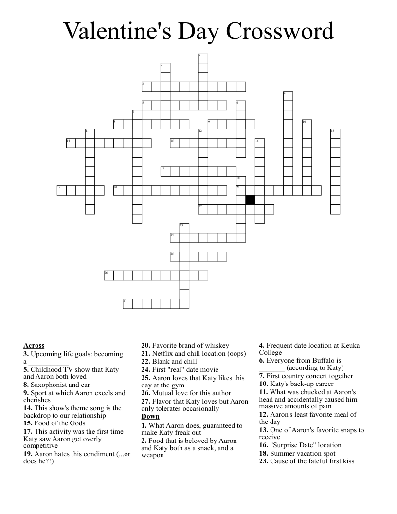 Valentine s Day Crossword WordMint Valentine s Day Crossword WordMint