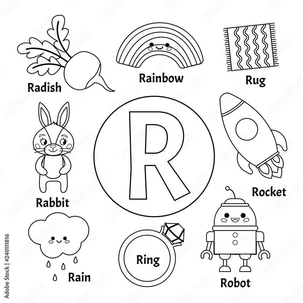 Vector Cute Kids Animal Alphabet Letter R Set Of Cute Cartoon Worksheets Library