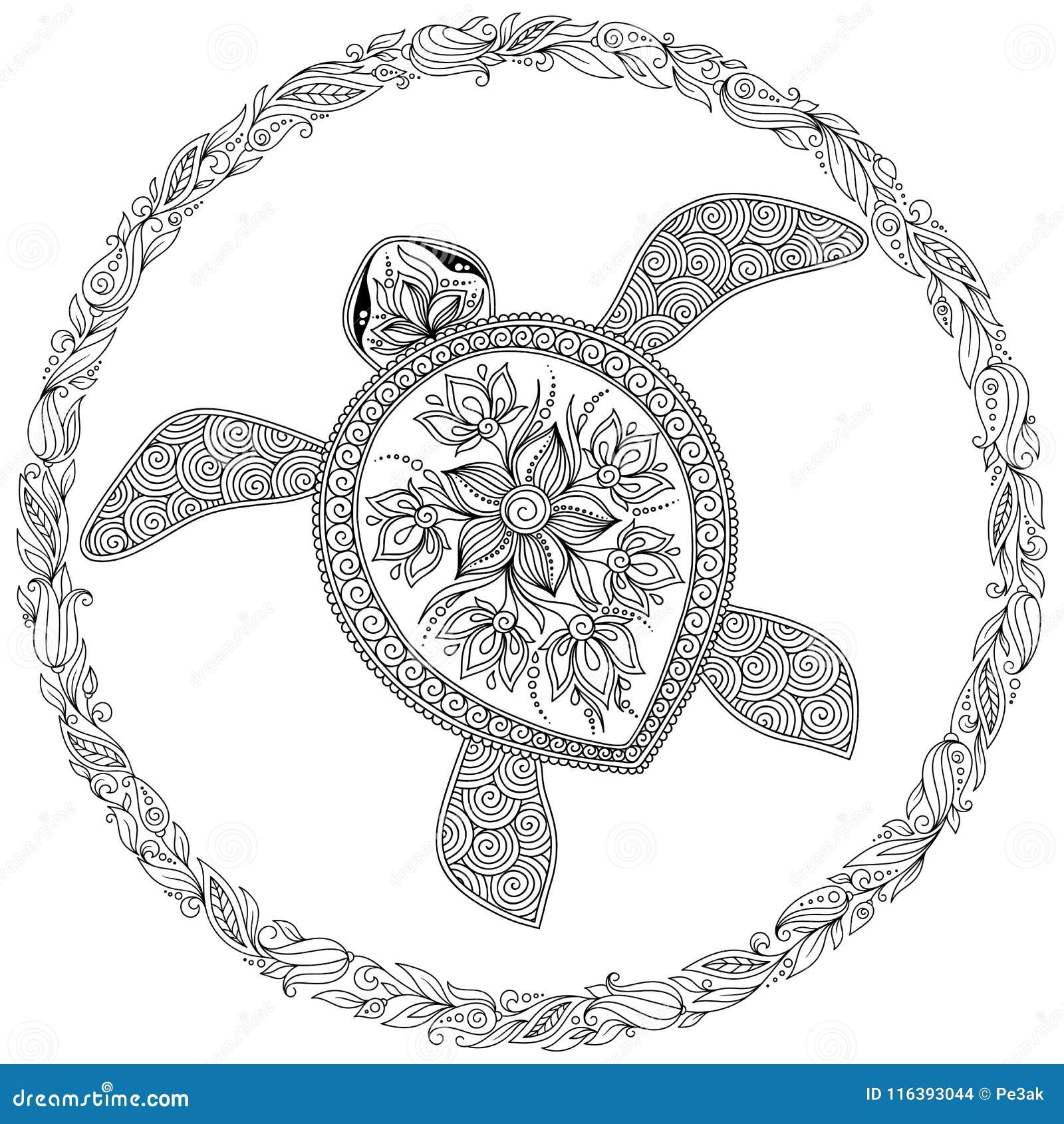 Vector Illustration Of Sea Turtle For Coloring Book Pages Stock Illustration Illustration Of Decorative Reptile 116393044