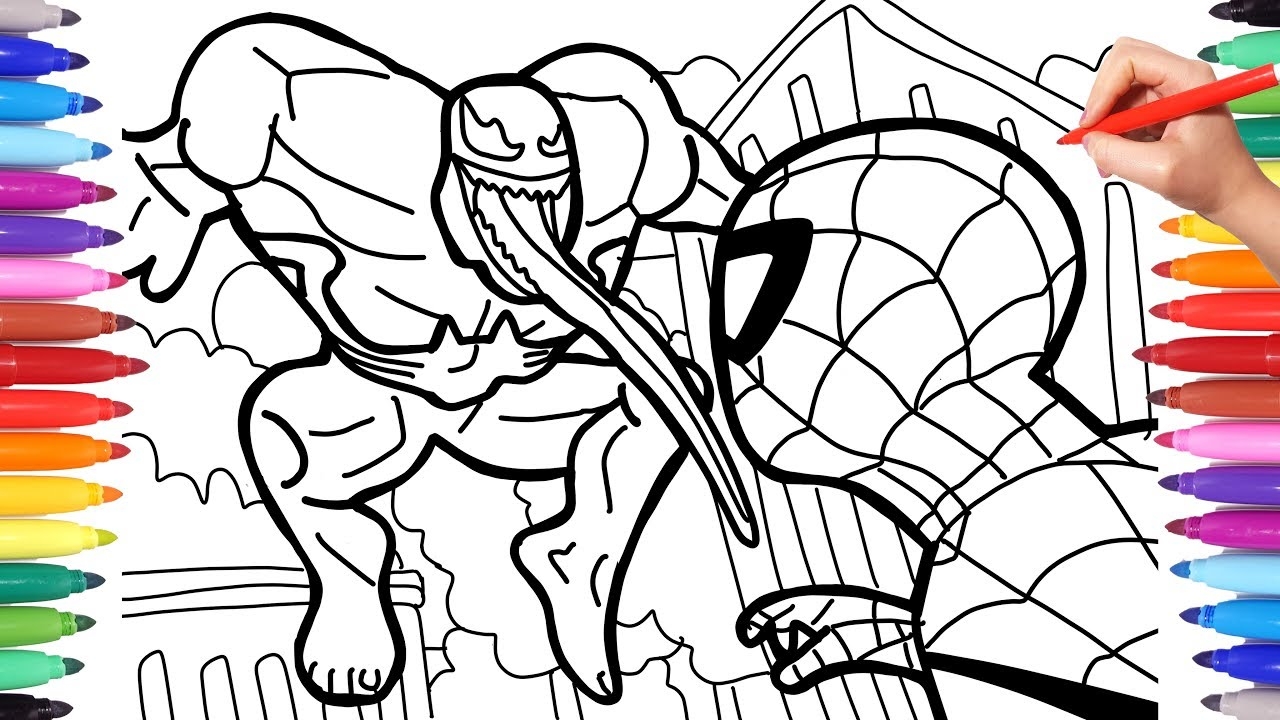Venom Vs Spiderman Coloring Pages How To Draw Spider man How To Draw Venom YouTube