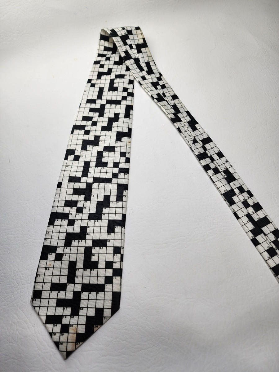 Vintage Parquet Crossword Puzzle Necktie Novelty Cruciverbalist Checkered EBay