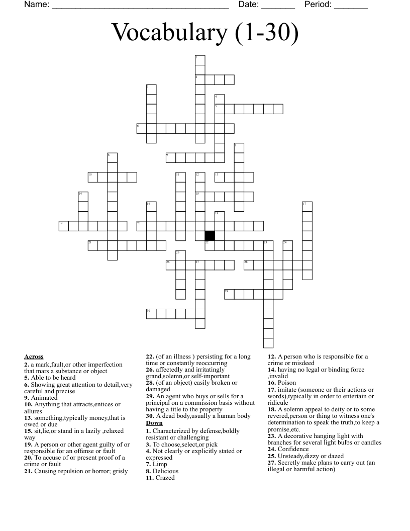 solemn crossword