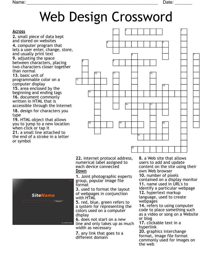 Web Design Crossword WordMint Web Design Crossword WordMint