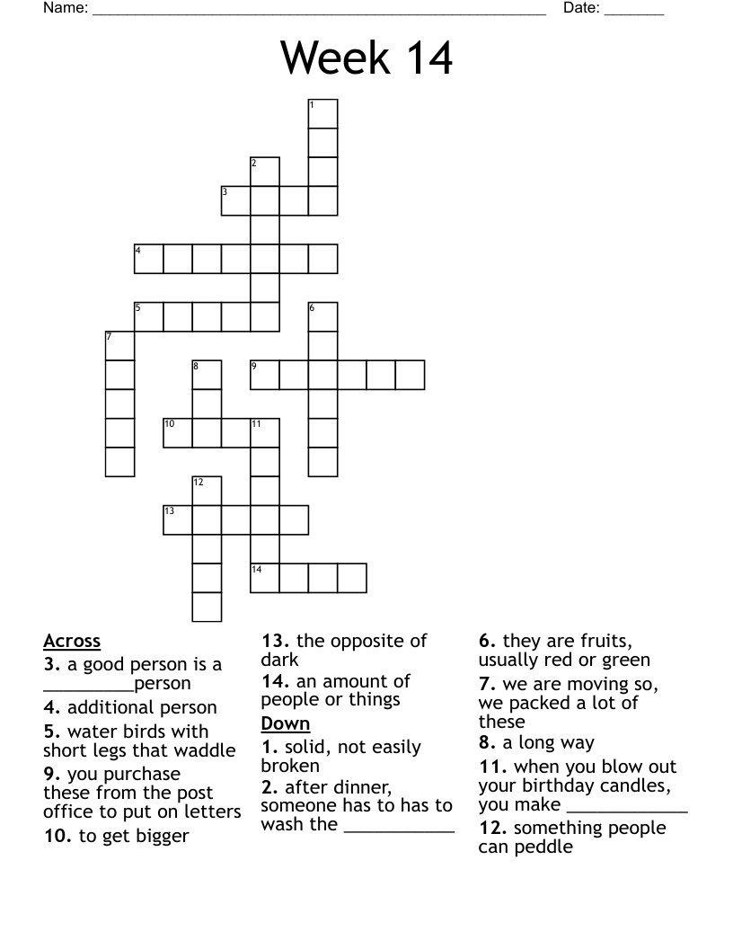 Week 14 Crossword WordMint