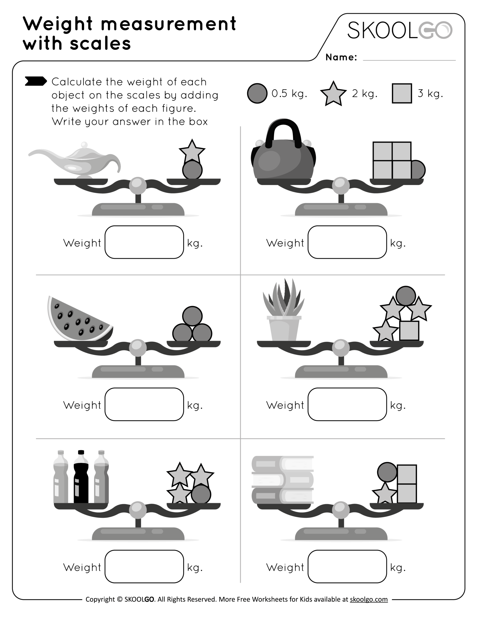 Weight Measurement With Scales Free Worksheet For Kids By SKOOLGO Weight Measurement With Scales Free Worksheet For Kids By SKOOLGO