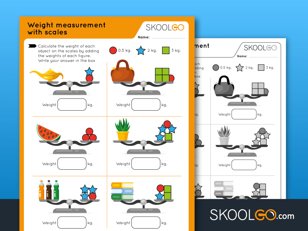 Weight Measurement With Scales Free Worksheet For Kids By SKOOLGO Weight Measurement With Scales Free Worksheet For Kids By SKOOLGO
