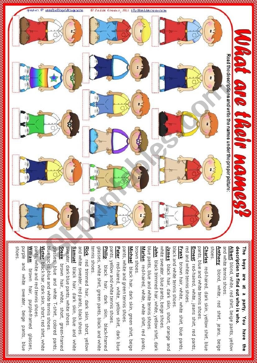 What Are Their Names Vocabulary clothes Accessories Appearance Descriptions Teacher s Handout With Keys 2 Pages editable ESL Worksheet By Zailda What Are Their Names Vocabulary clothes Accessories Appearance Descriptions Teacher s Handout With Keys 2 Pages editable ESL Worksheet By Zailda