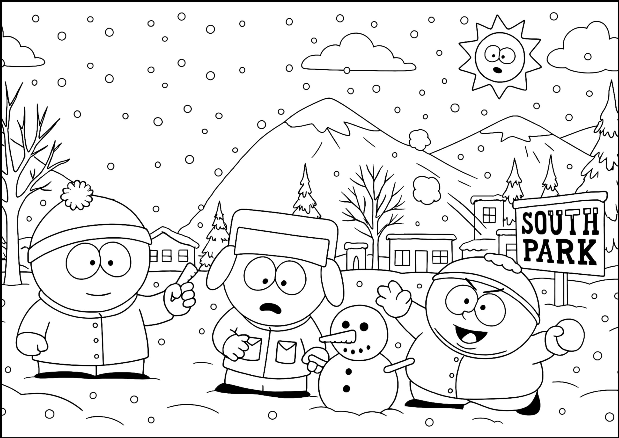 Winter Adventure In South Park City South Park Coloring Pages Winter Adventure In South Park City South Park Coloring Pages