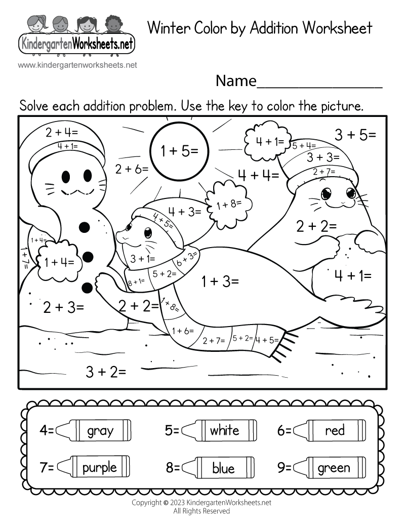 printable winter worksheets for kindergarten