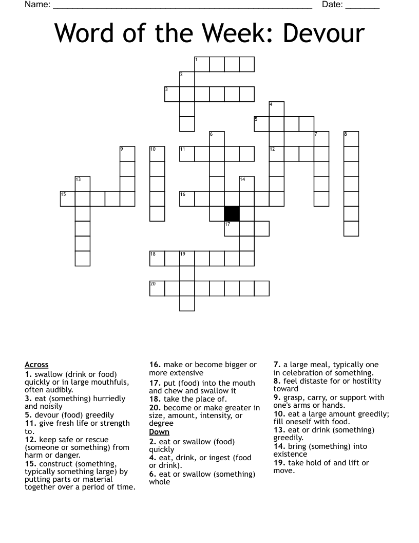 Word Of The Week Devour Crossword WordMint Word Of The Week Devour Crossword WordMint