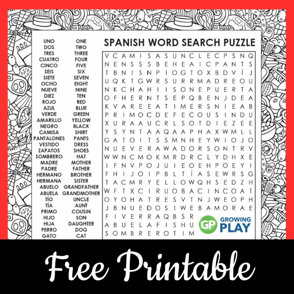spanish word search free printable