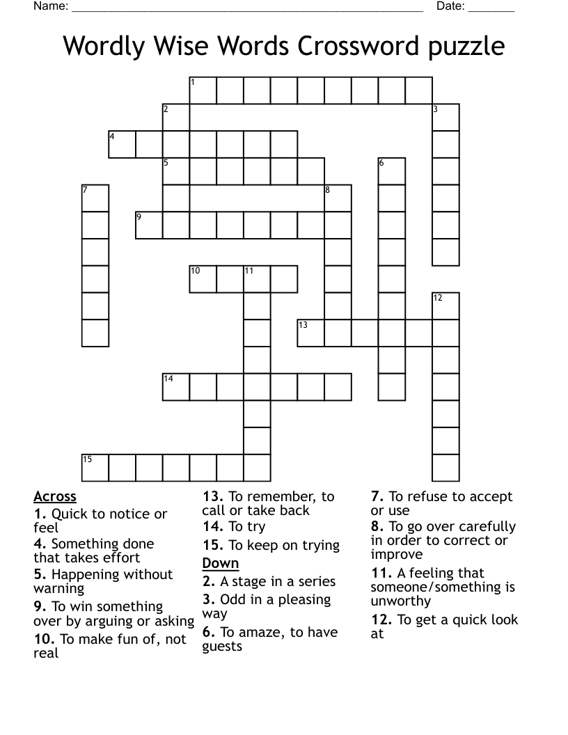 Wordly Wise Words Crossword Puzzle WordMint