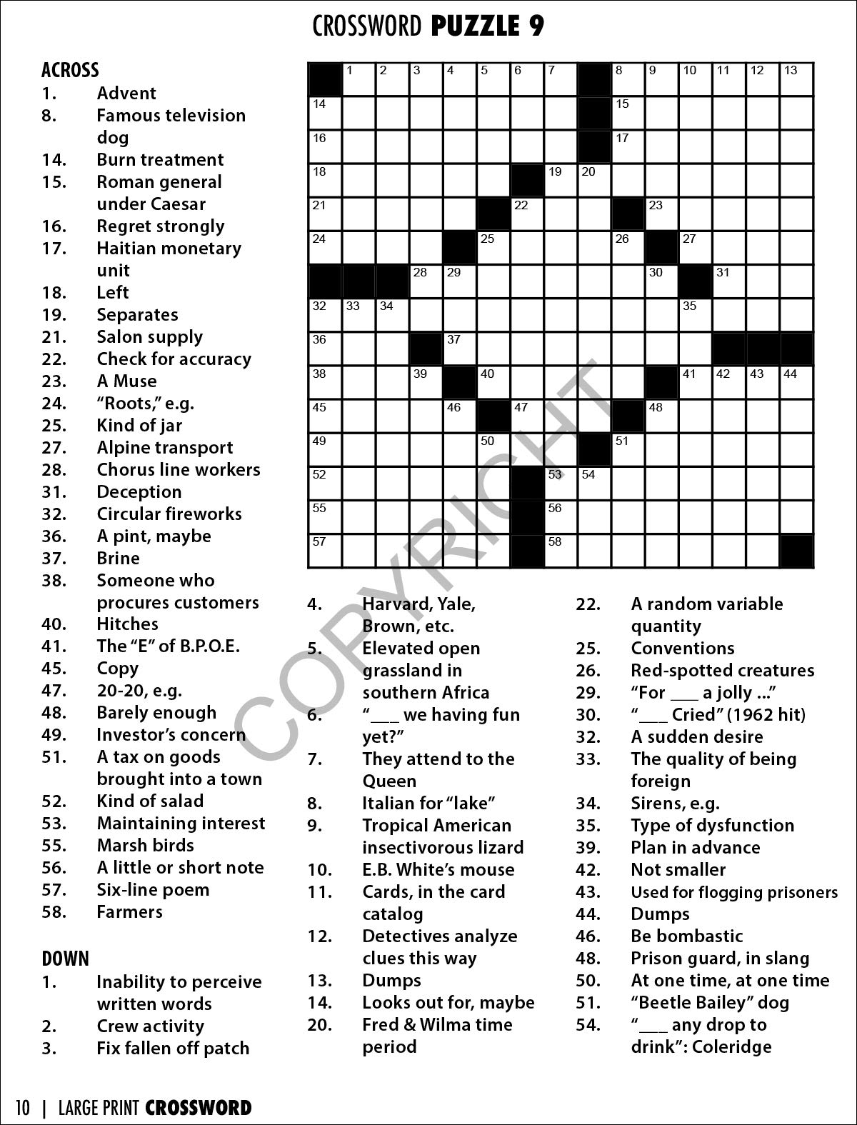crossword puzzles large print for seniors