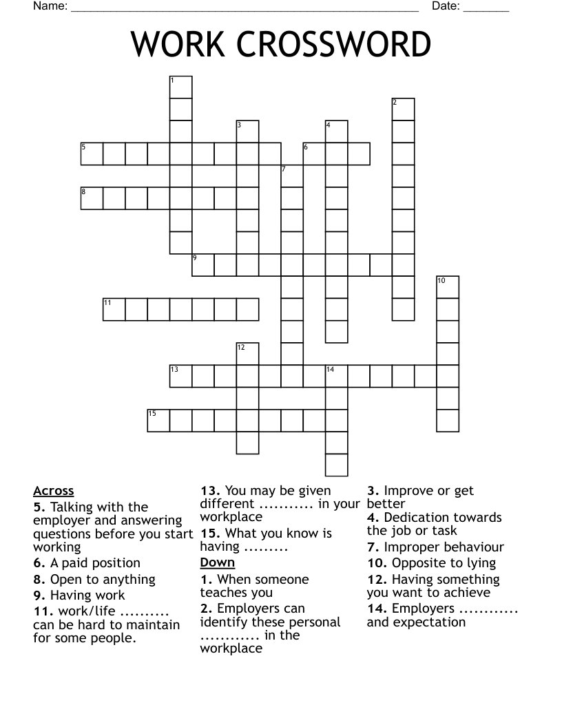 WORK CROSSWORD WordMint