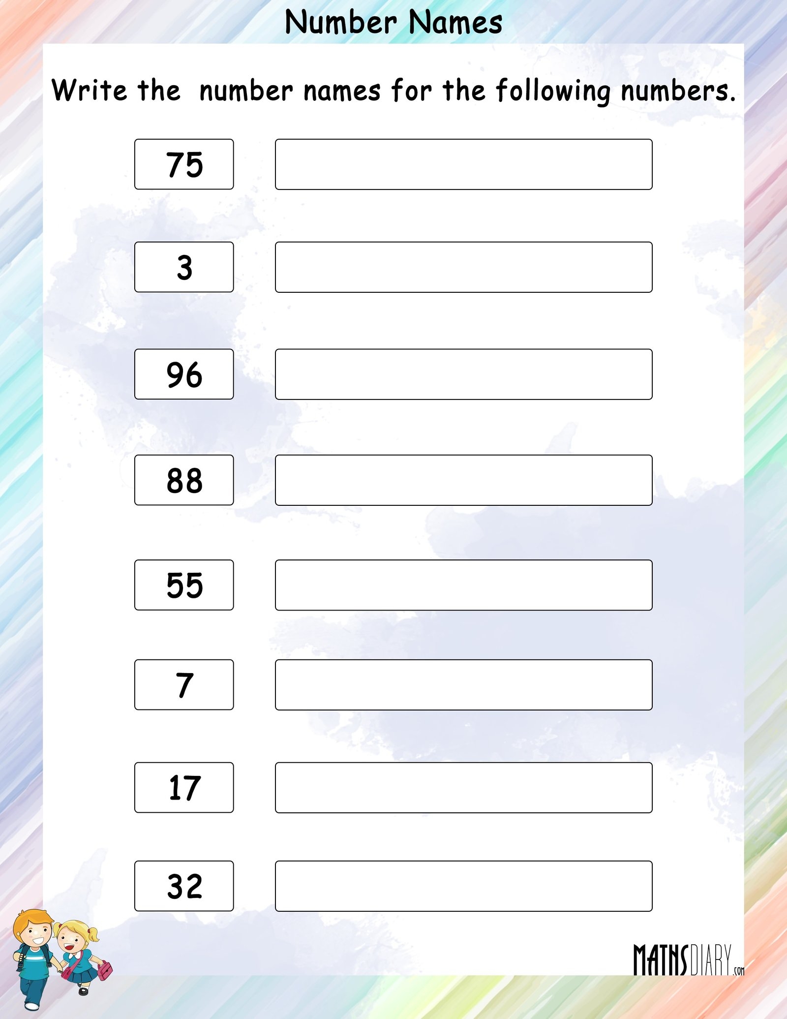 Worksheet Of Number Names 1 To 100 Free Printable Download