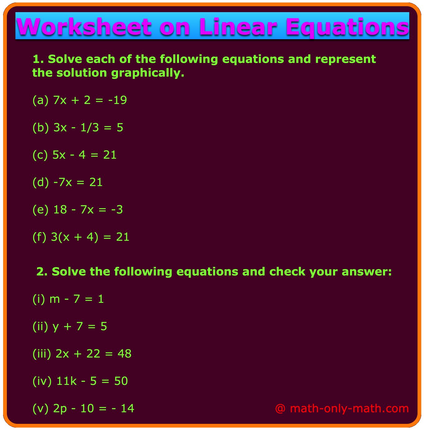 worksheets on linear equations worksheets on linear equations