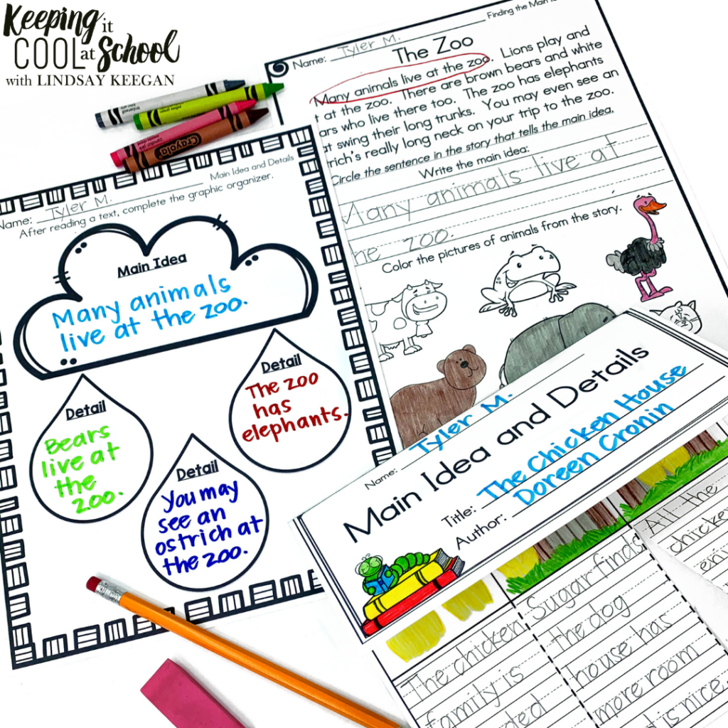Worksheets For Main Idea And Supporting Details That Work Keeping It Cool At School