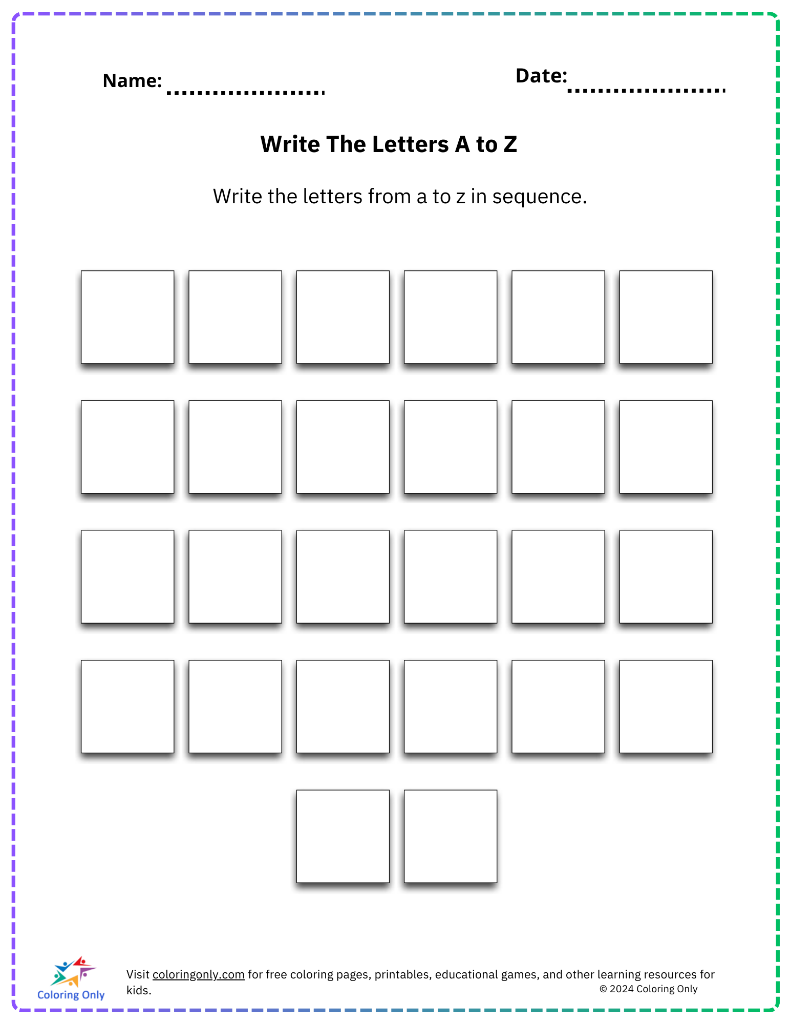 Write The Letters A To Z Free Printable Worksheet Write The Letters A To Z Free Printable Worksheet
