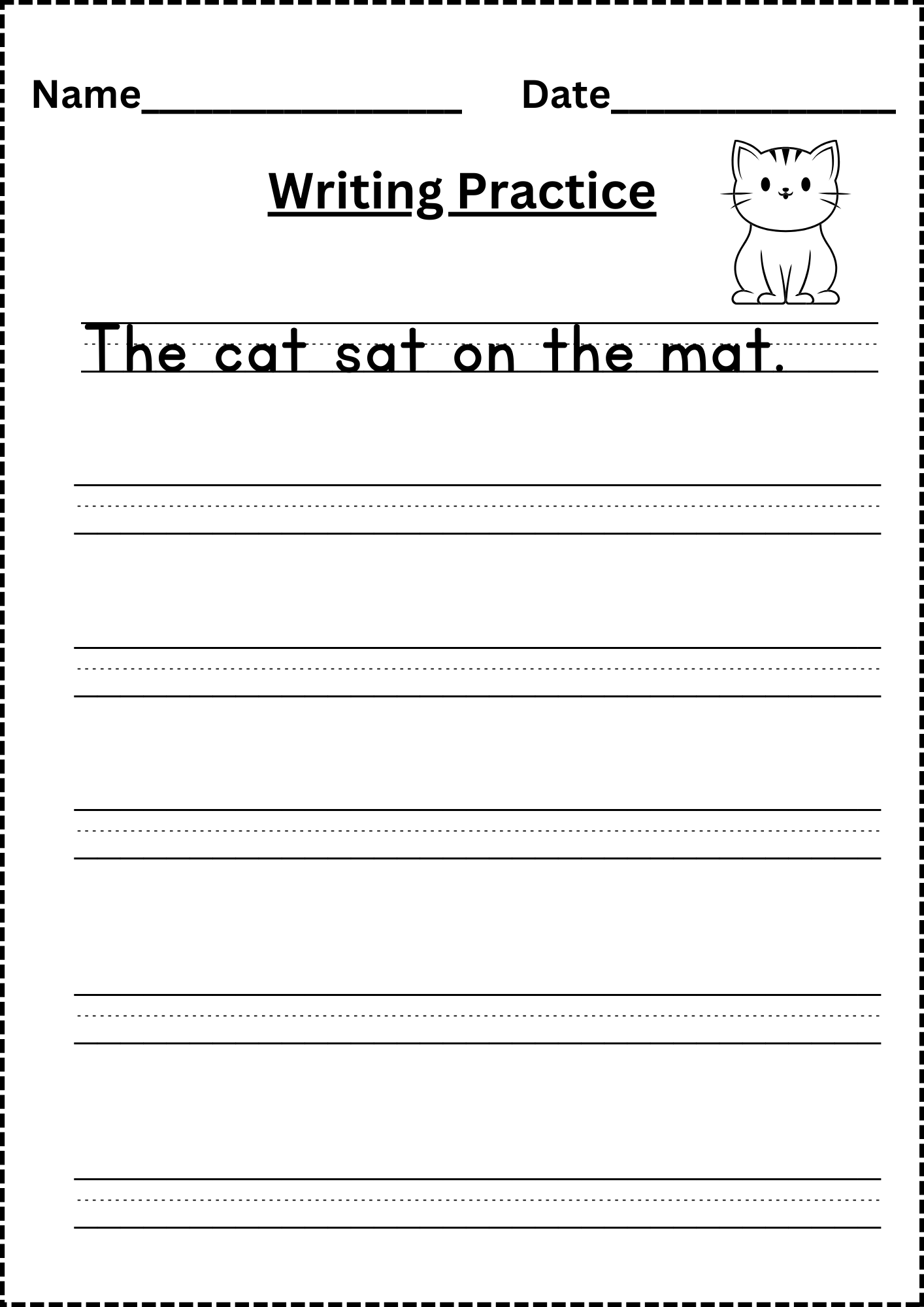 writing worksheets for kindergarten
