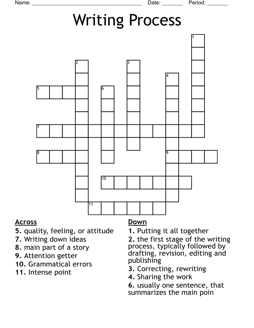 Writing Process Crossword WordMint