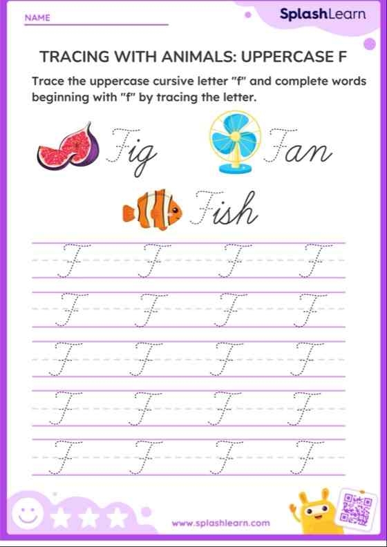 uppercase f formation worksheet printable