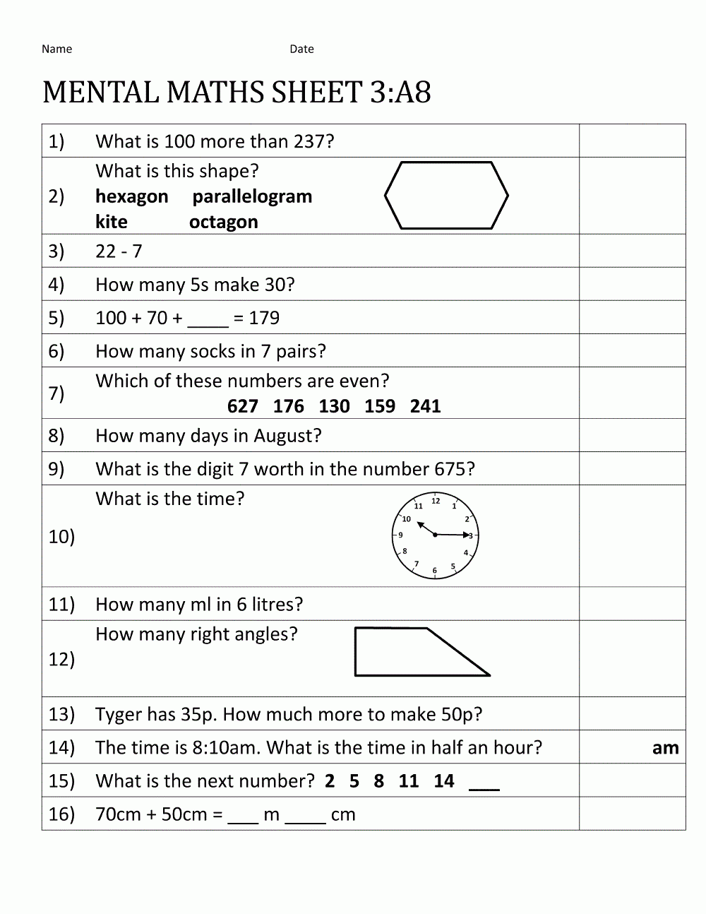 worksheets printable year 8