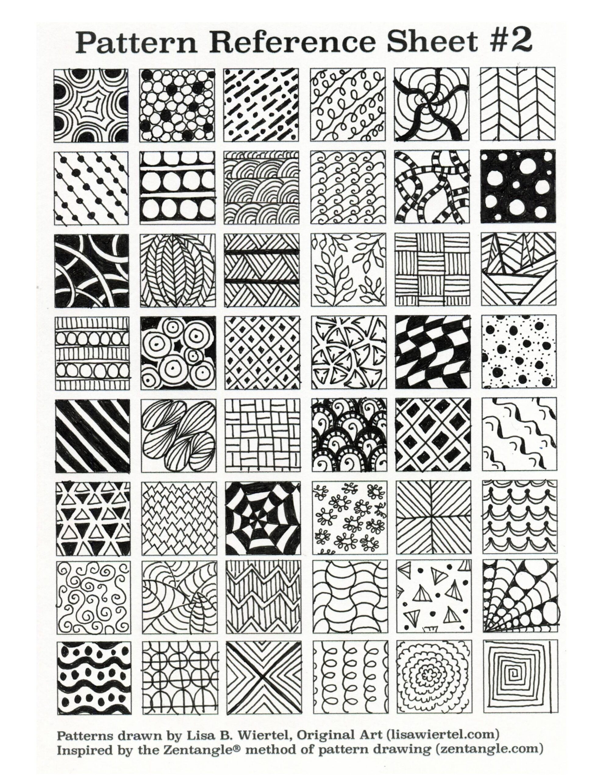 Zentangle Inspired Pattern Reference Sheet 2 By Lisa B Wiertel Original Art